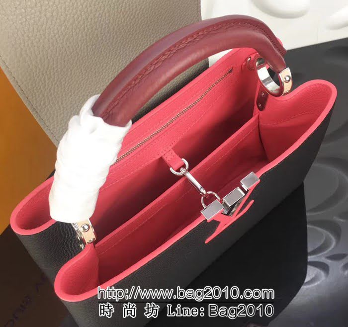路易威登LV頂級原單 M48864黑配粉灰 經典Capucines小號手袋 YDH1681